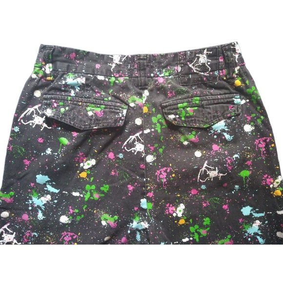 Chor Paint Splatter Multicolor Graphic Black Chino Shorts Men's Size 32 - Picture 5 of 8